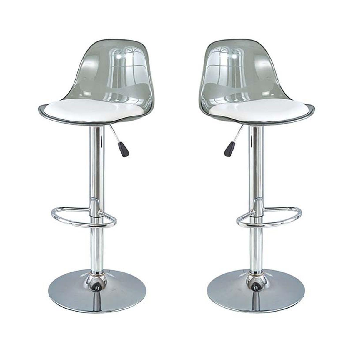 CRUSEC - Pack 2 Sillas De Barra Mostrador Giratoria Con Reposapies Gris