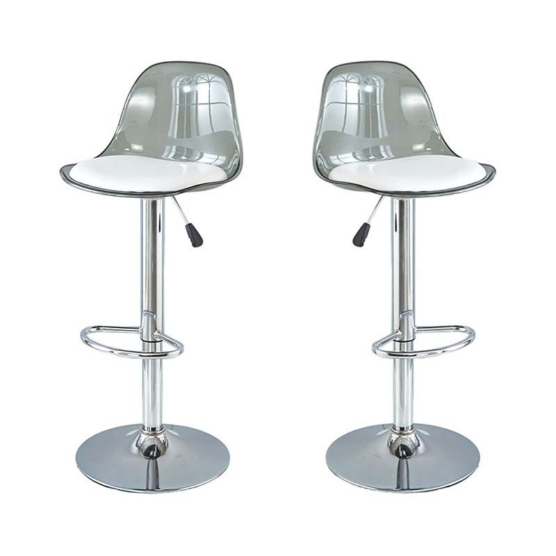 CRUSEC - Pack 2 Sillas De Barra Mostrador Giratoria Con Reposapies Gris