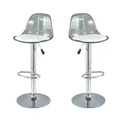 CRUSEC - Pack 2 Sillas De Barra Mostrador Giratoria Con Reposapies Gris