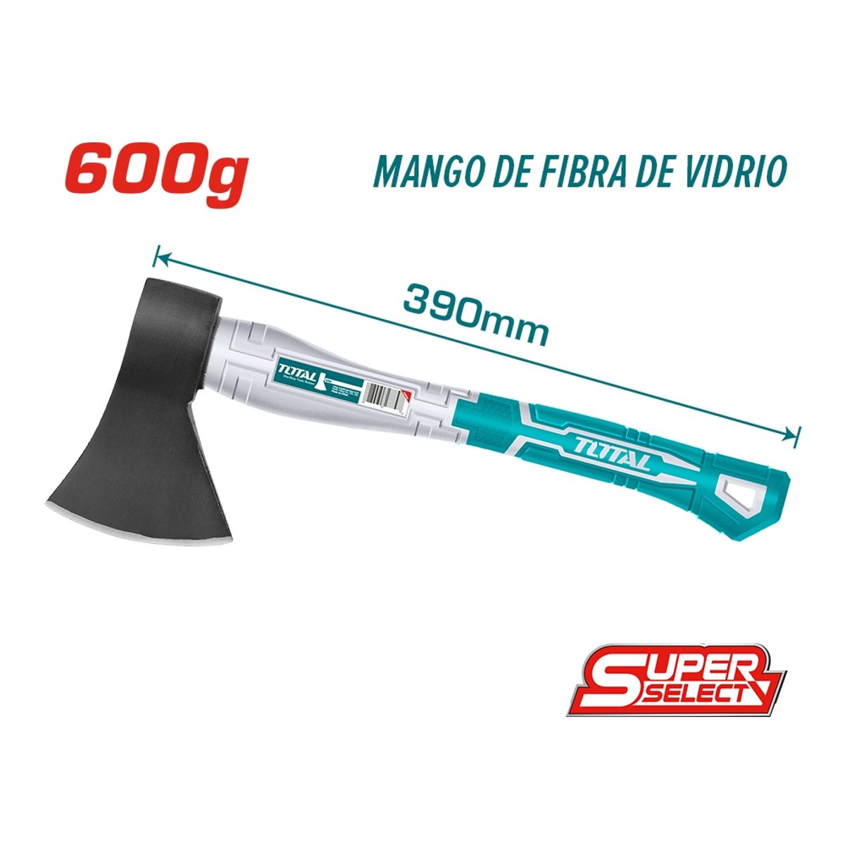 TOTAL TOOLS - Hacha de Mano Mango Fibra 600g TOTAL