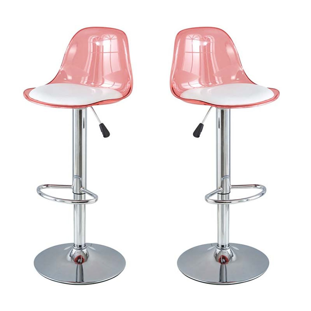 CRUSEC - Pack 2 Sillas De Barra Mostrador Giratoria Con Reposapies Rosa