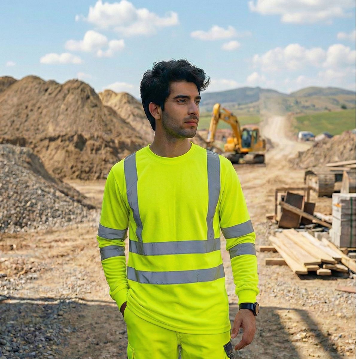 T-WORLD - Polera Dry Fit Reflectante Manga Larga Hombre UPF50+ Trabajo