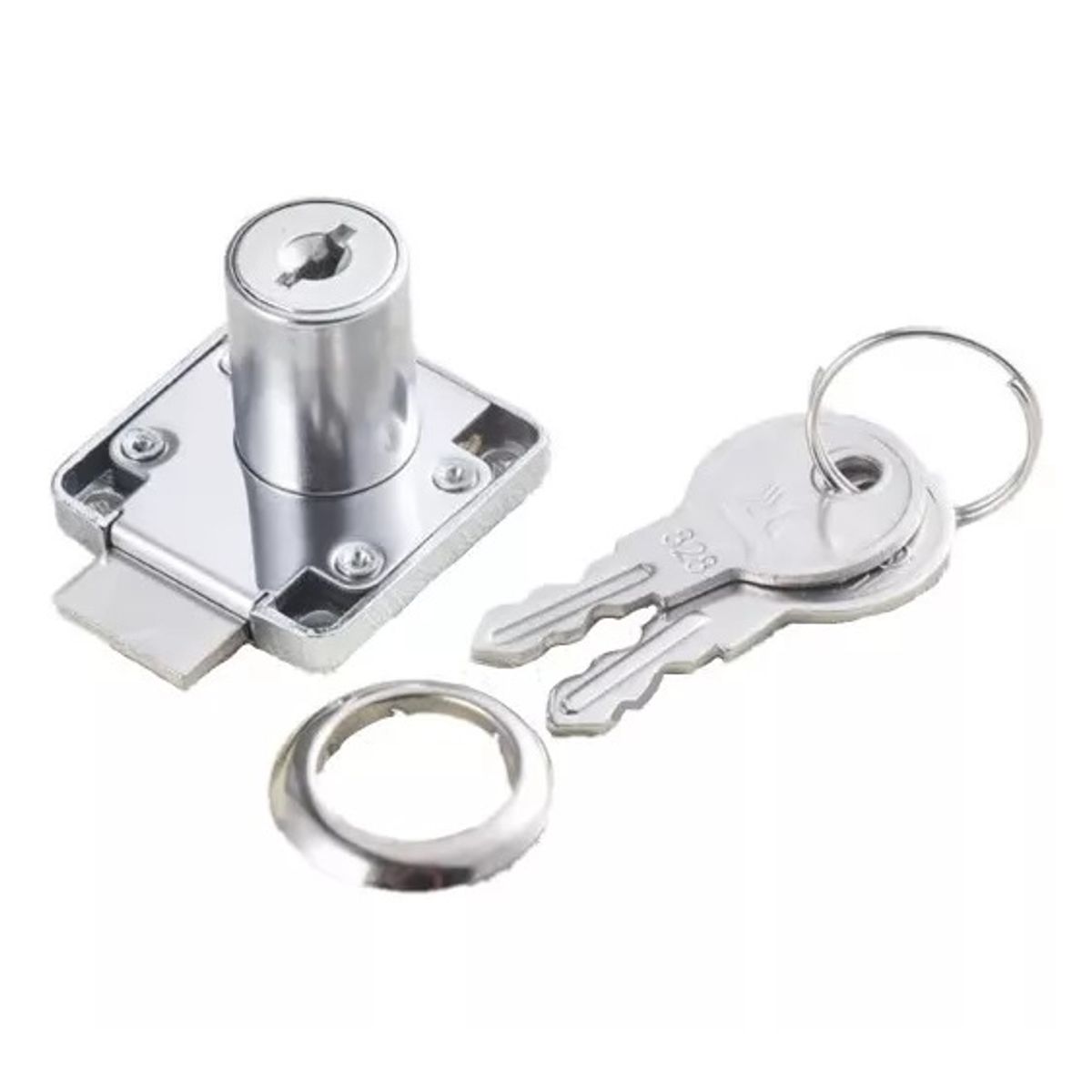 GENERICO - Cerradura Mueble Cajón Chapa Cuadrada Cilindro 16mm 1un