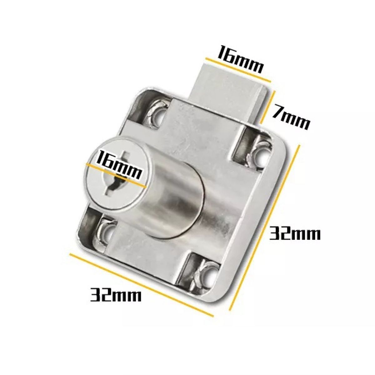 GENERICO - Cerradura Mueble Cajón Chapa Cuadrada Cilindro 16mm 1un