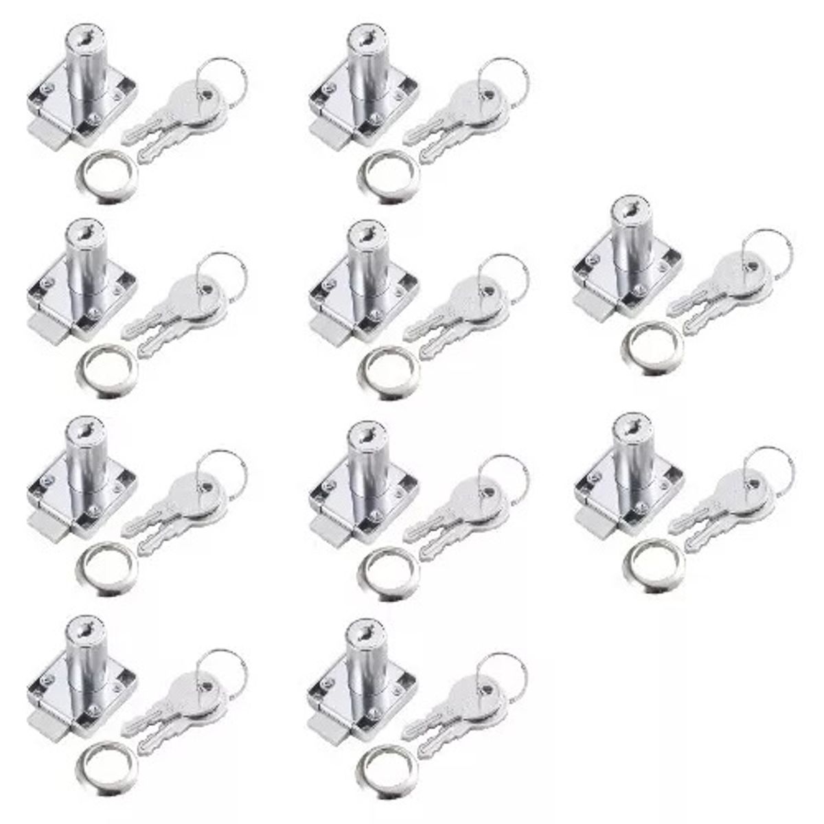 GENERICO - Cerradura Mueble Cajón Chapa Cuadrada Cilindro 16mm 10un