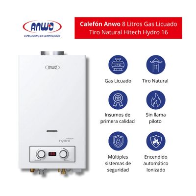 Imagen 2 del producto Calefont 8 Litros Gas Licuado Tiro Natural Hitech Hydro 16