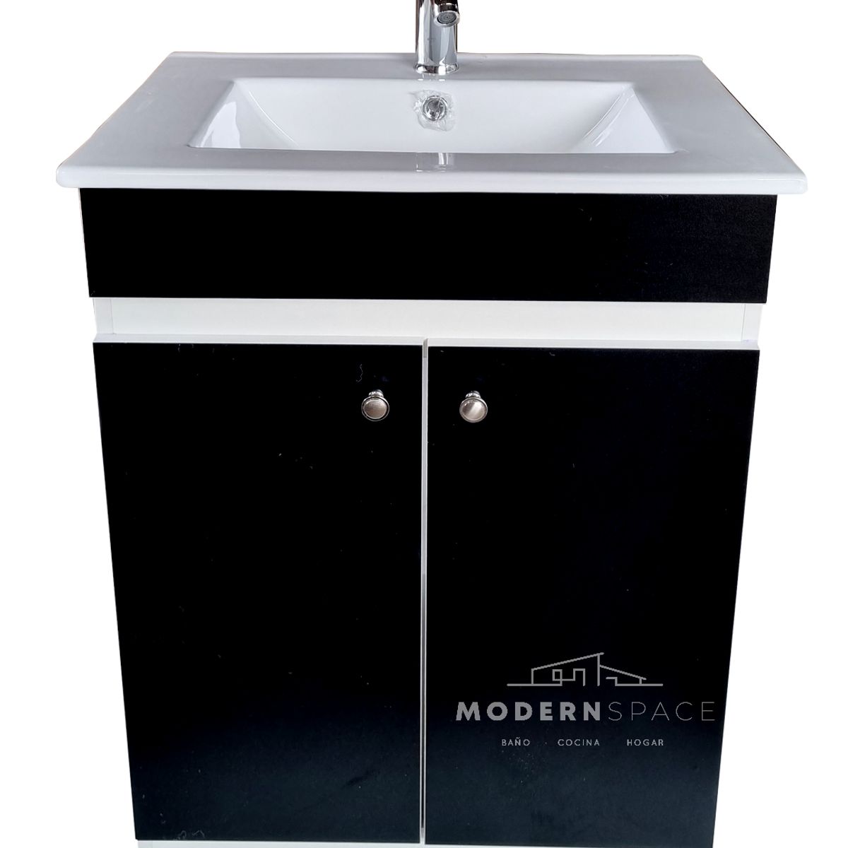 GENERICO - Vanitorio 60x47cm Negro Con Loza Y Grifería Completo