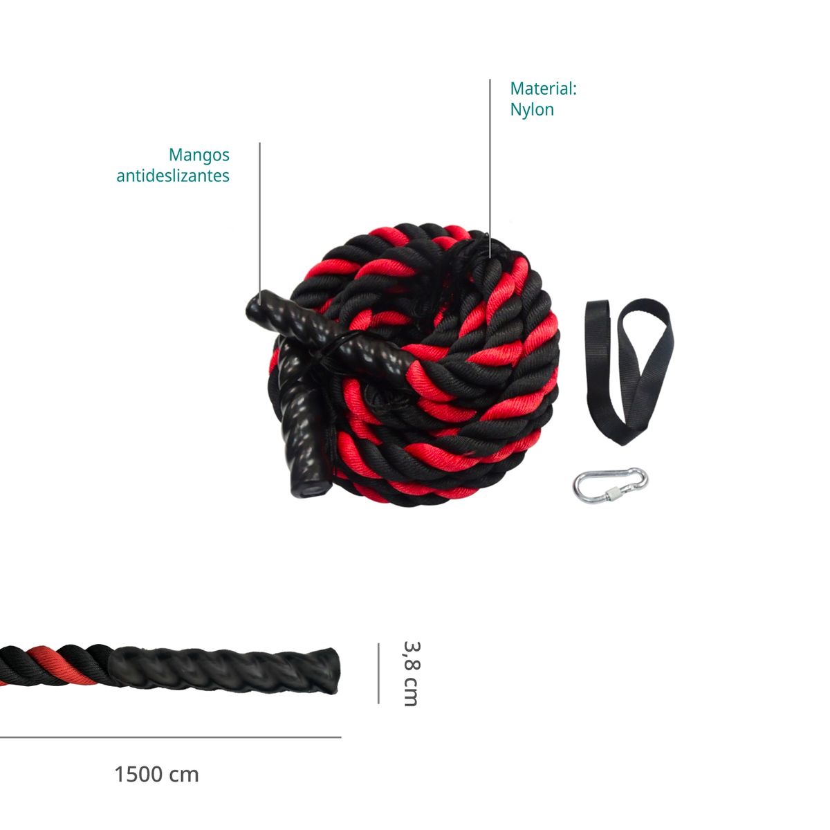 BODYTRAINER - Cuerda para Crossfit Battle Rope 15 Metros Bodytrainer