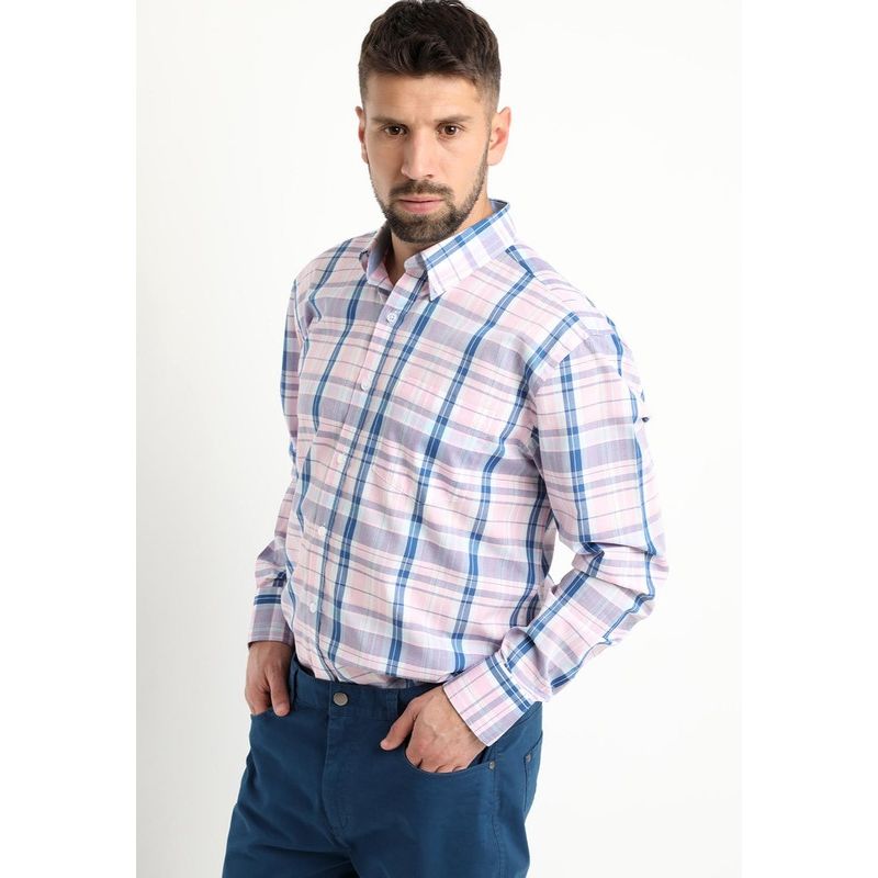 KOTTING - Camisa Fantasia Premium Manga Larga Boton Cuello Rosado KOTTING
