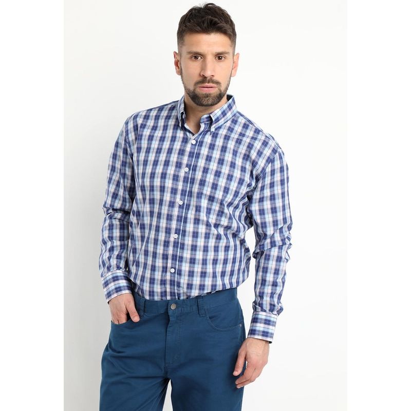 KOTTING - Camisa Fantasia Premium Manga Larga Boton Cuello Celeste KOTTING