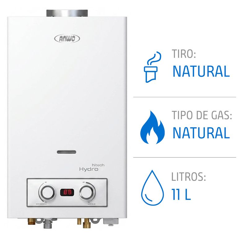 Calefont 11 Litros Gas Natural Tiro Natural Hitech Hydro 22