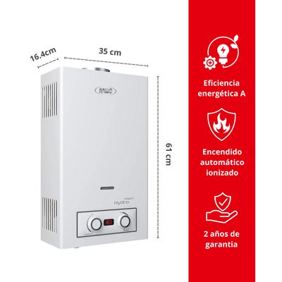 Imagen 2 del producto Calefont 11 Litros Gas Natural Tiro Natural Hitech Hydro 22