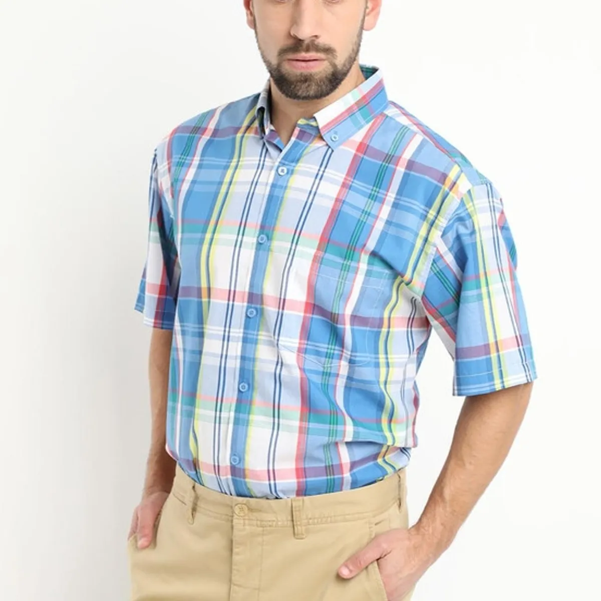 KOTTING - Camisa Fantasia Premium Manga Corta Boton Cuello Celeste KOTTING