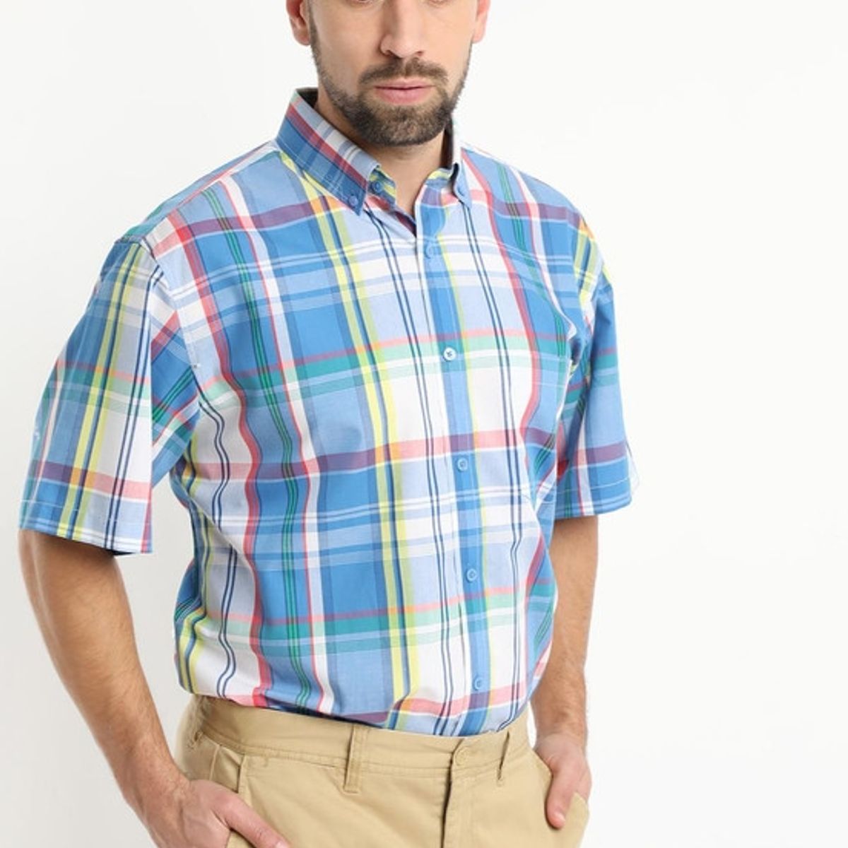 KOTTING - Camisa Fantasia Premium Manga Corta Boton Cuello Celeste KOTTING