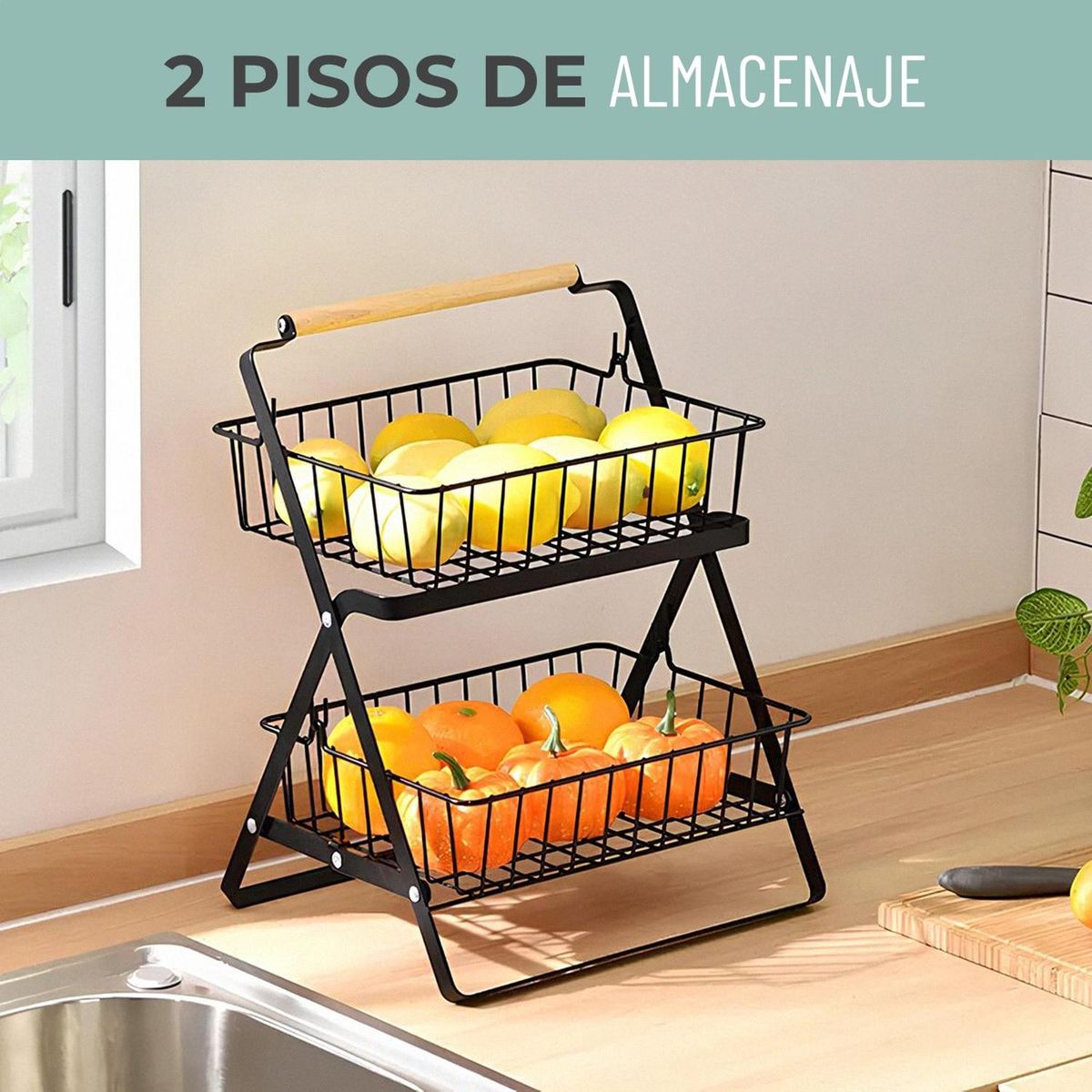 CASATUA - Organizador Cesta Cocina Multiuso Frutero 2 Niveles CasaTua
