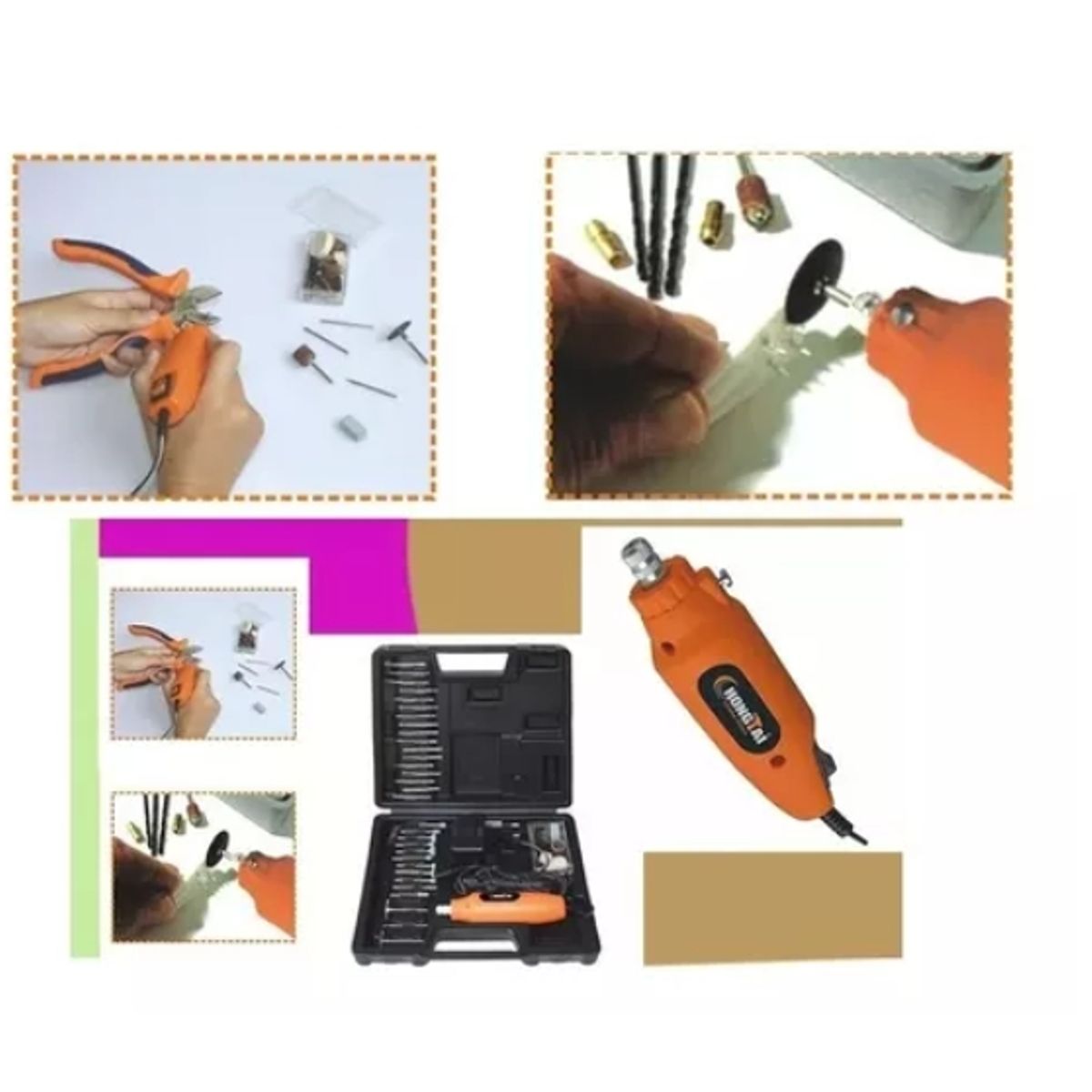 ESHOPANGIE - Mini Torno Multiproposito Herramientas 60 Accesorios con Enchufe