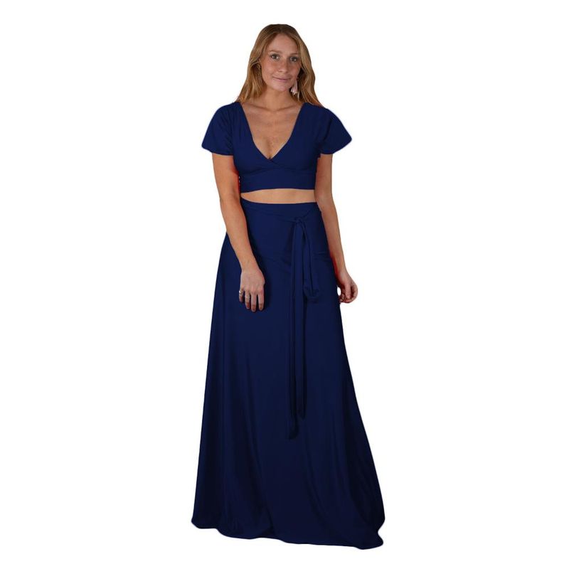 MARIA PASKARO - Conjunto Roma Azul Marino Lycra Falda Lazo Maria Paskaro - Azul Marino