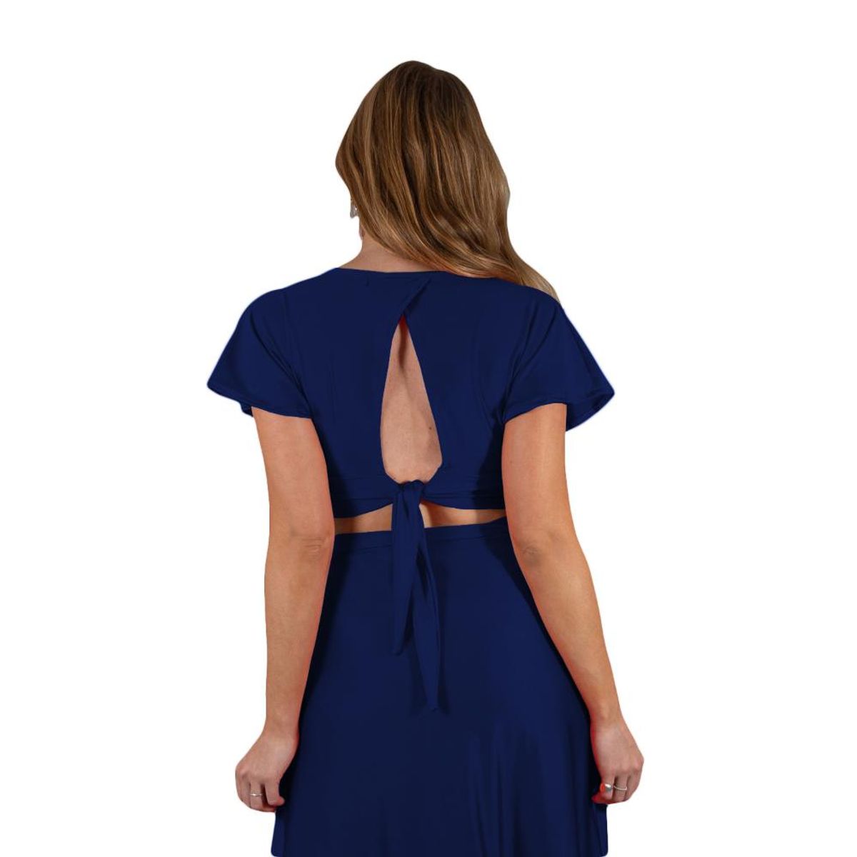 MARIA PASKARO - Conjunto Roma Azul Marino Lycra Falda Lazo Maria Paskaro - Azul Marino