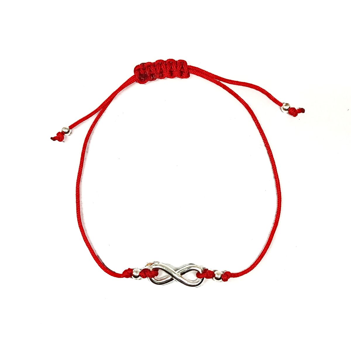 COGGIOLA - Pulsera Infinito Curvo Plata Fina 925 Cordón Rojo