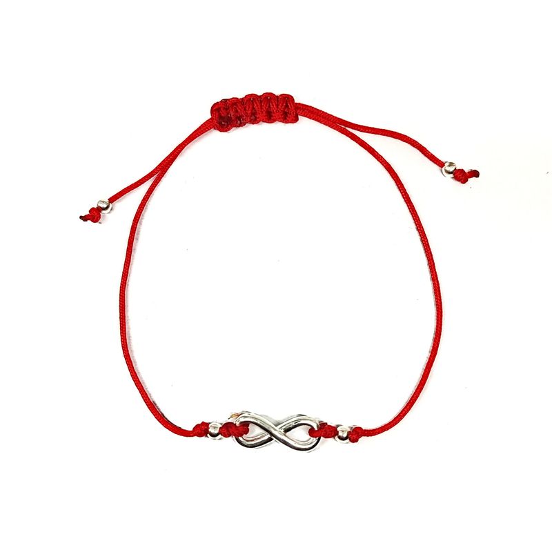 ANDREA COGGIOLA JOYAS - Pulsera Infinito Curvo Plata Fina 925 Cordón Rojo