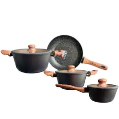 KEEP - Bateria de Cocina Antiadherente 7 Pcs Kitchen Negro