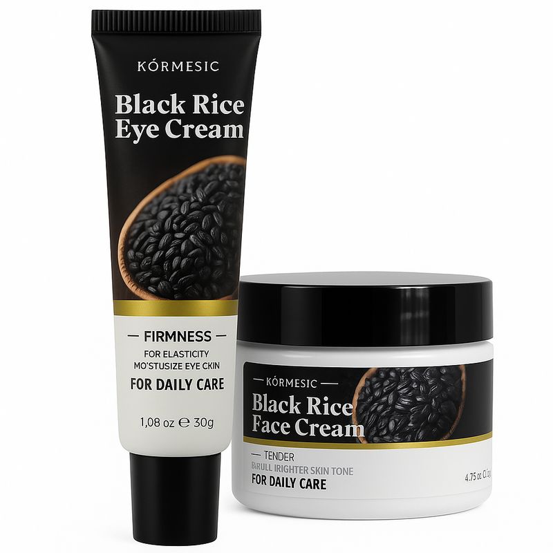 GENERICO - Dúo Black Rice Essence Crema Facial & Contorno de Ojos- Piel Porcelana