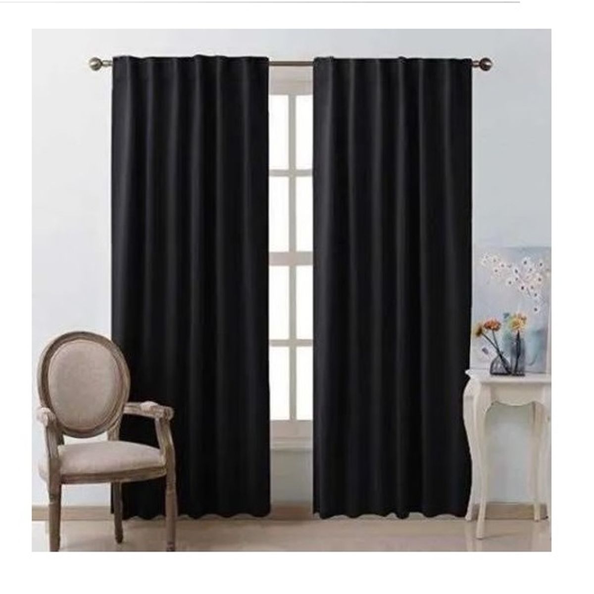 GENERICO - Set de Cortinas Blackout 2 paños Negro