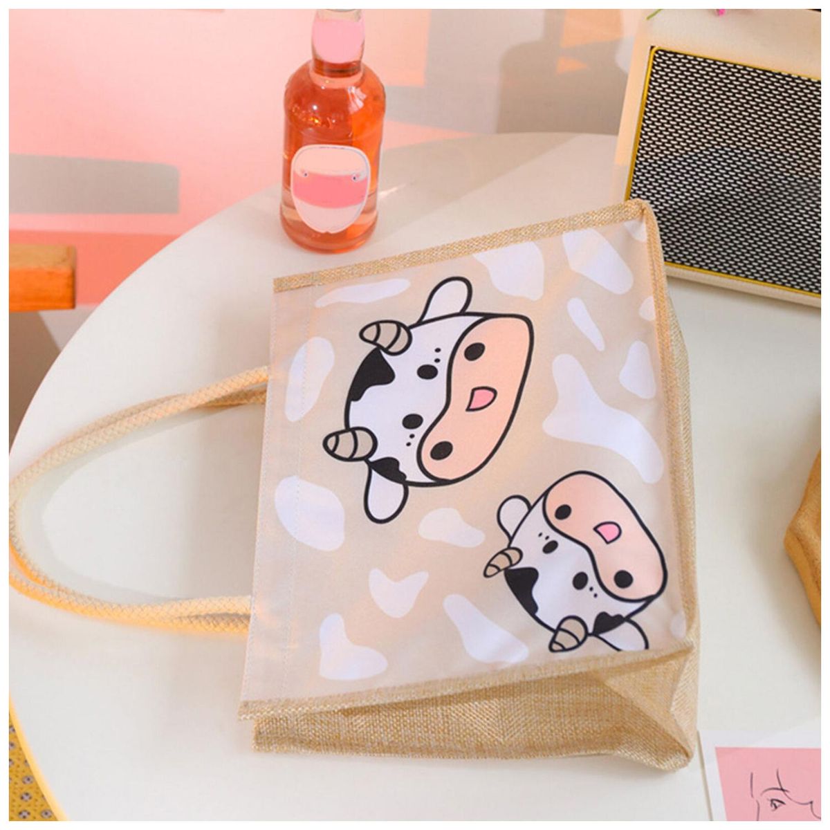 GENERICO - Bolso Cartera Cute Algodon Y Cañamo 34x25 Pajarito