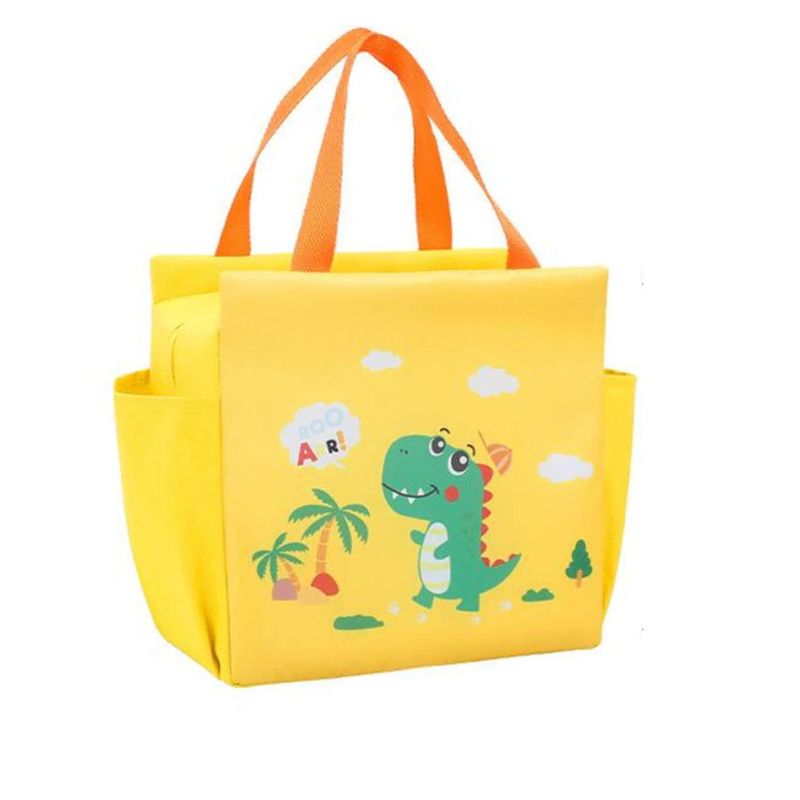 GENERICO - Lonchera Bolsa Termica 23x13x19cm Amarilla Dinosaurio