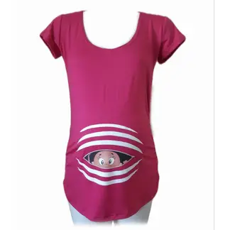 DMOM - Polera Maternal Estampada Fucsia