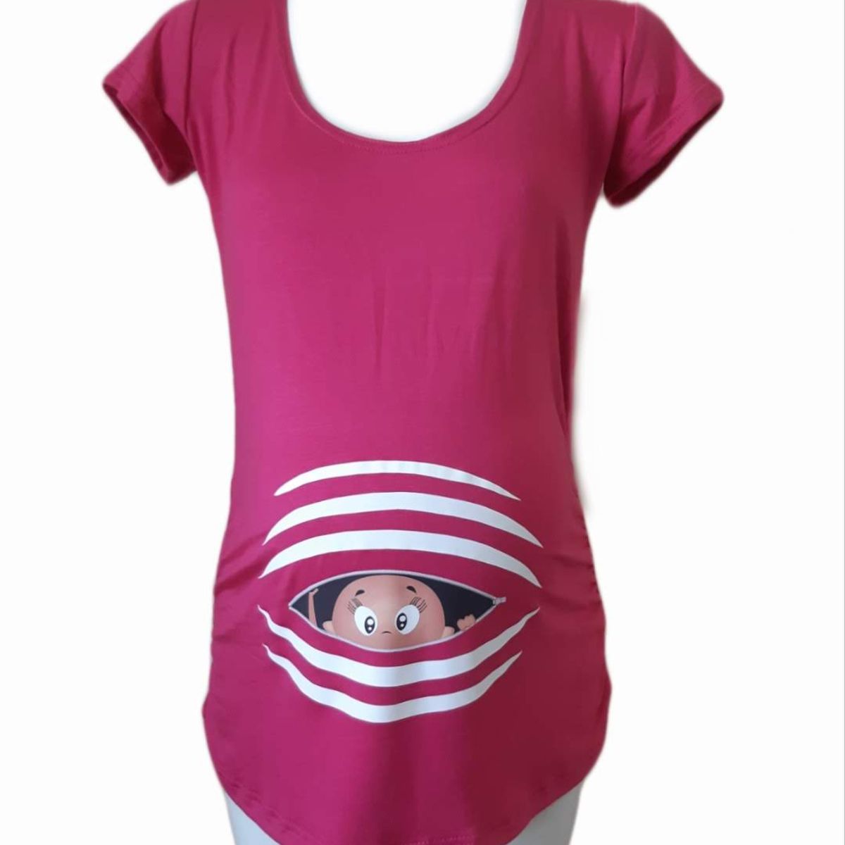 DMOM - Polera Maternal Estampada DMom Fucsia