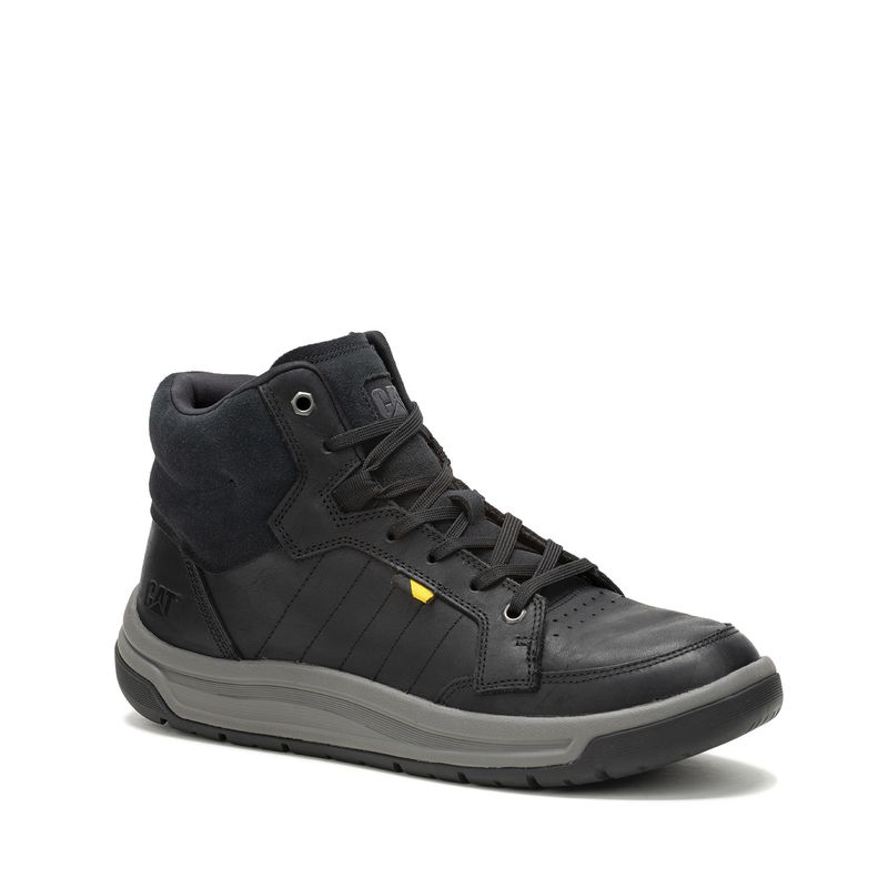 CAT - Zapatilla cuero con caña Apa Cush Mid Negro Hombre CAT