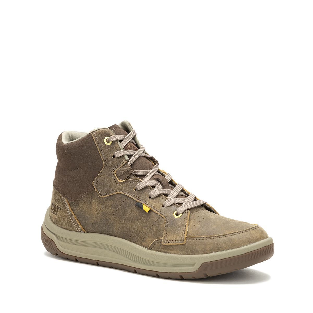 CAT - Zapatilla cuero con caña Apa Cush Mid Café Hombre CAT