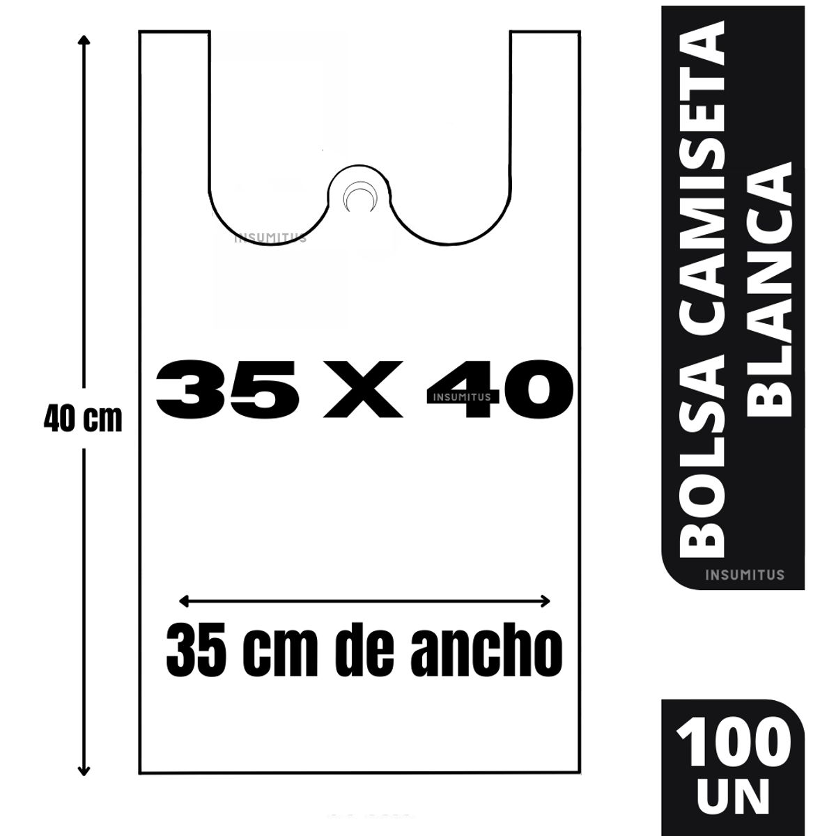 GENERICO - Bolsa Camiseta Blanca 35x40cm 100un  Bolsa Plastica