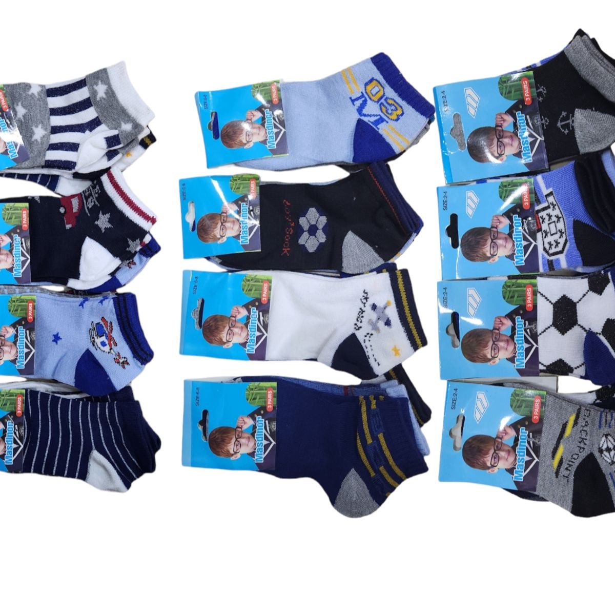 AGW - Pack 12 Calcetines Tobillera Algodón Niño