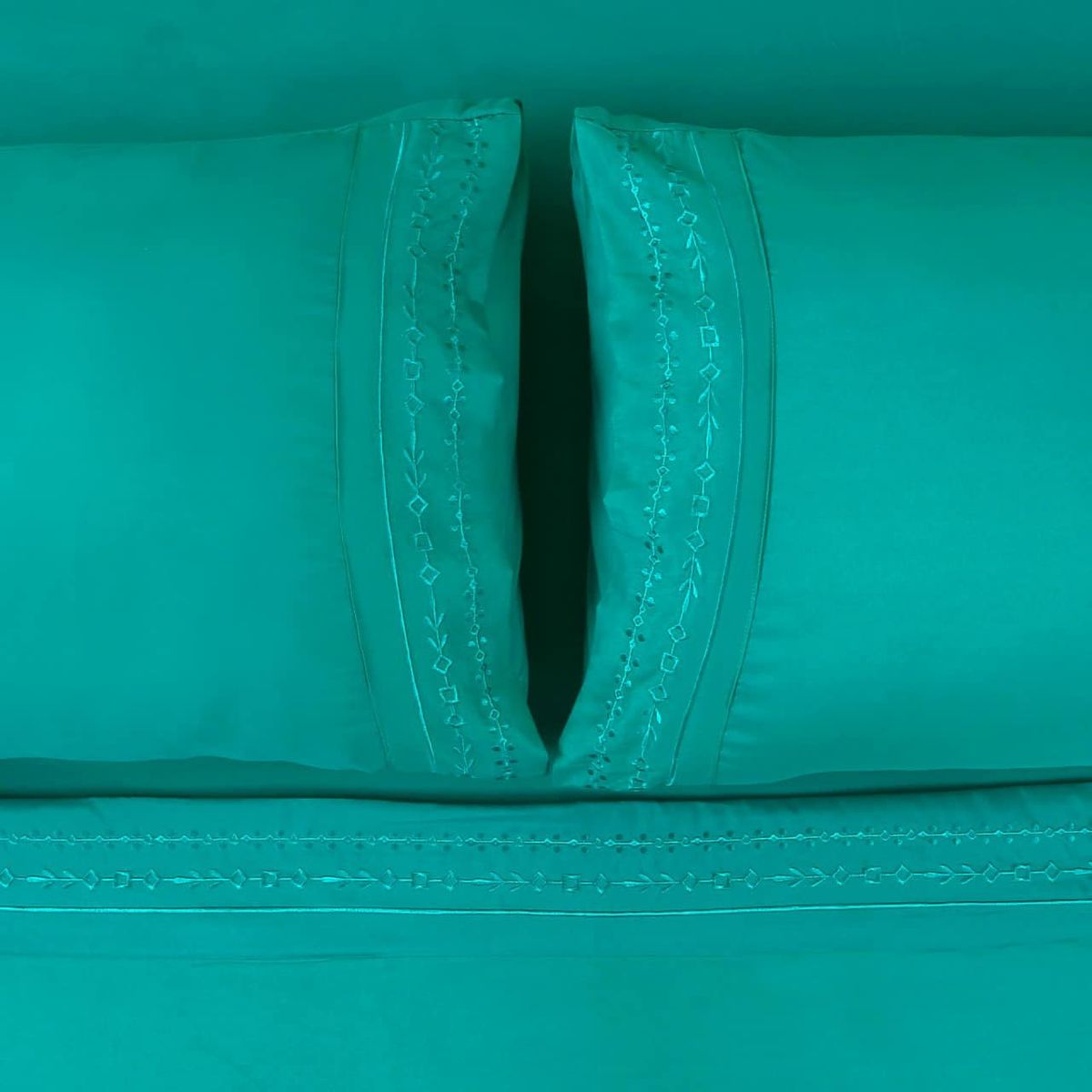 GENERICO - Juego de Sabana King de 200 hilos - Turquesa 60% algodón