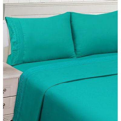 Imagen 2 del producto Juego de Sabana King de 200 hilos - Turquesa 60% algodón