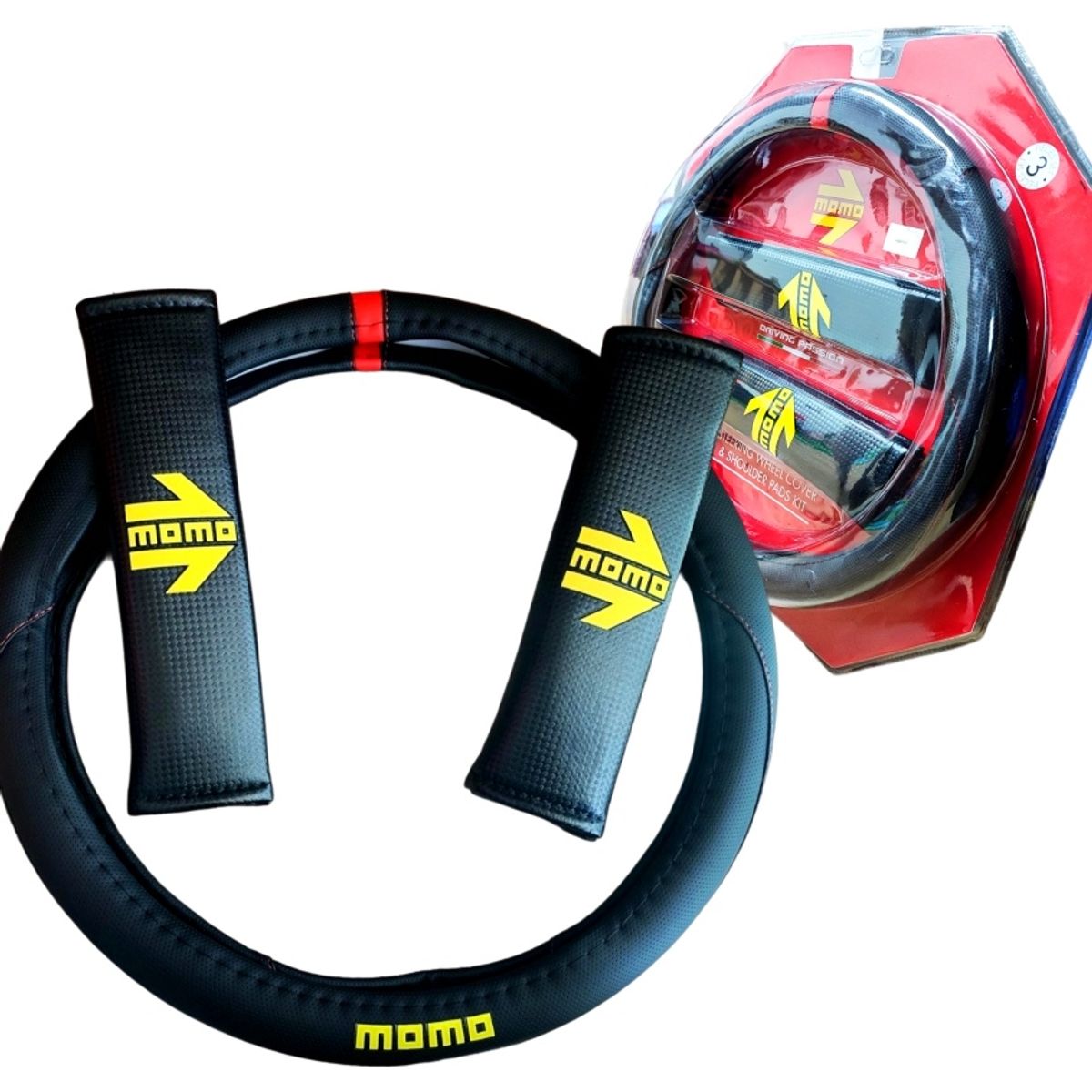 MOMO - Kit Cubre Volante Eco Cuero + Cubre Cinturón Momo