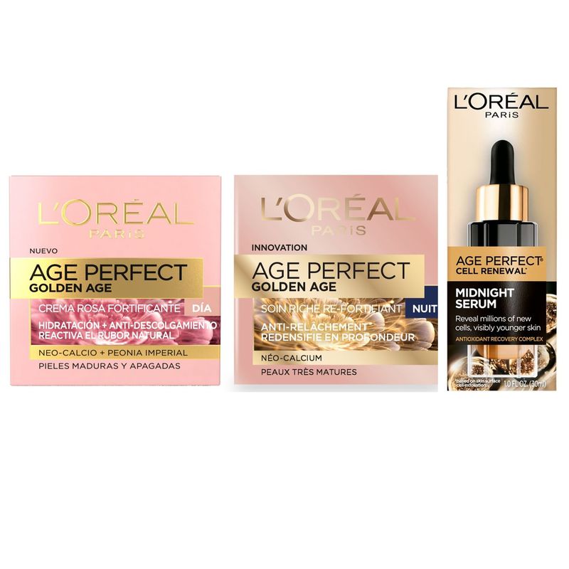 LOREAL PARIS - Pack Facial Age Perfect Golden Age Crema Dia  Noche + Serum.