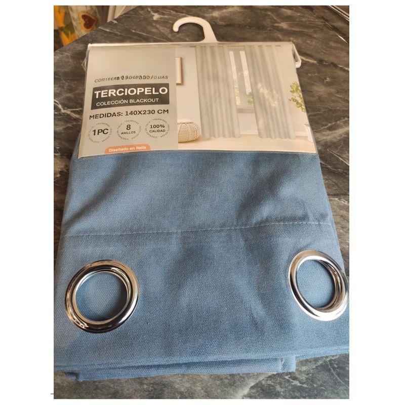 GENERICO - Set de Cortinas Blackout 2 paños Azul