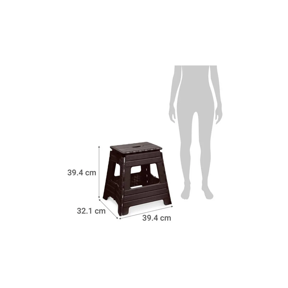 REYPLAST - Banquito Taburete Piso Plegable Portatil Con Estilo Moderno Gris Pardo Con Cafe