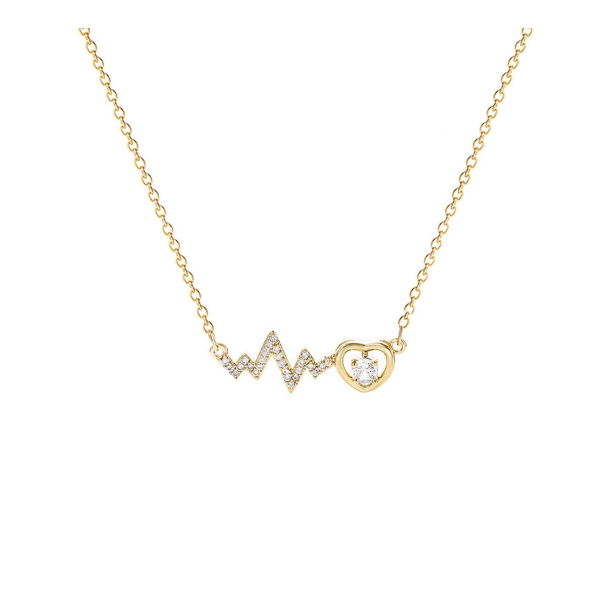 ZG JOYAS - Collar Dorado Galvanizado En Oro Colgante Latido Corazón