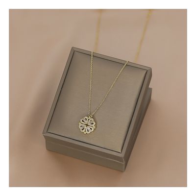 Imagen 2 del producto Collar Dorado Galvanizado En Oro Colgante Trebol 4 Corazones