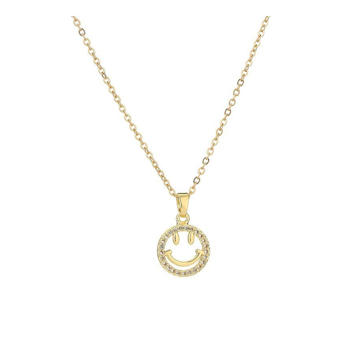 ZG JOYAS - Collar Dorado Galvanizado En Oro Colgante Sonrisa Smile