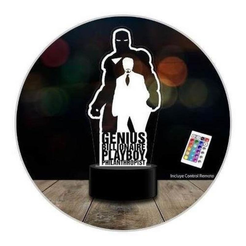 GENERICO - Lampara 3d Tony Stark Iron Man 16 Colores C Remoto Avengers