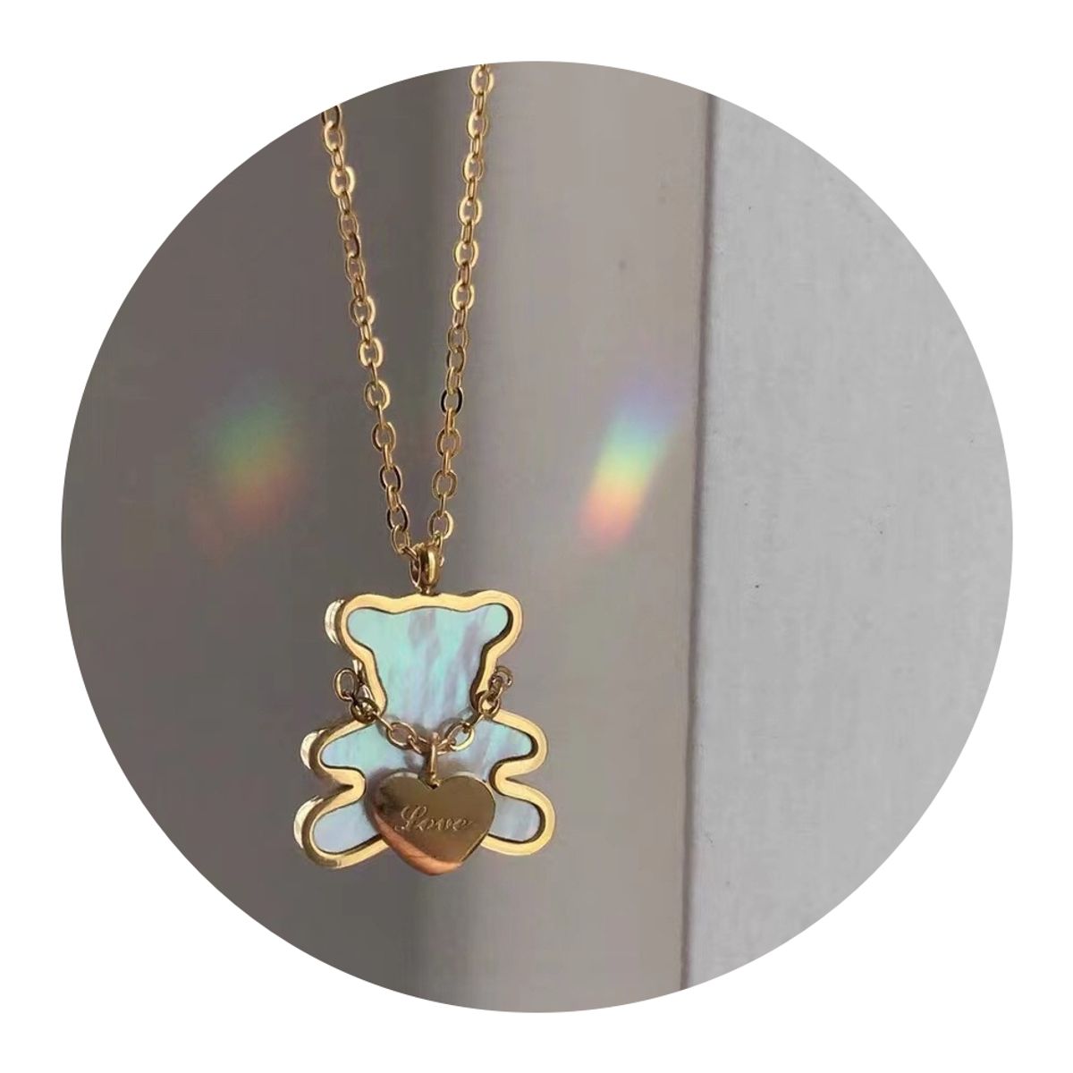 ZG JOYAS - Collar Dorado Galvanizado En Oro Colgante Oso Love