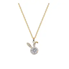 ZG JOYAS - Collar Dorado Galvanizado En Oro Colgante Conejo Zirconia