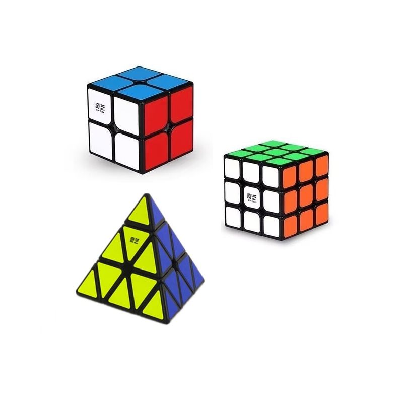 GENERICO - Pack 3 Cubos Qiyi Speedcube Rubik 2x2x2 + 3x3x3 + Pyraminx