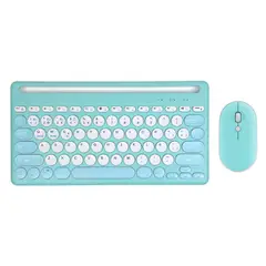GENERICO - Kit Mouse Y Teclado Bluetooth Triple Conexión Español Celeste