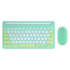 GENERICO - Kit Mouse Y Teclado Bluetooth Triple Conexión Español Verde - Verde
